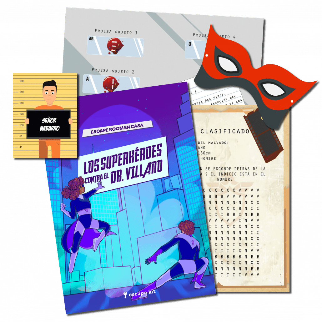 LOS SUPERHEROES CONTRA EL DOCTOR VILLANO_ESCAPE ROOM EN CASA_ESCAPE KIT