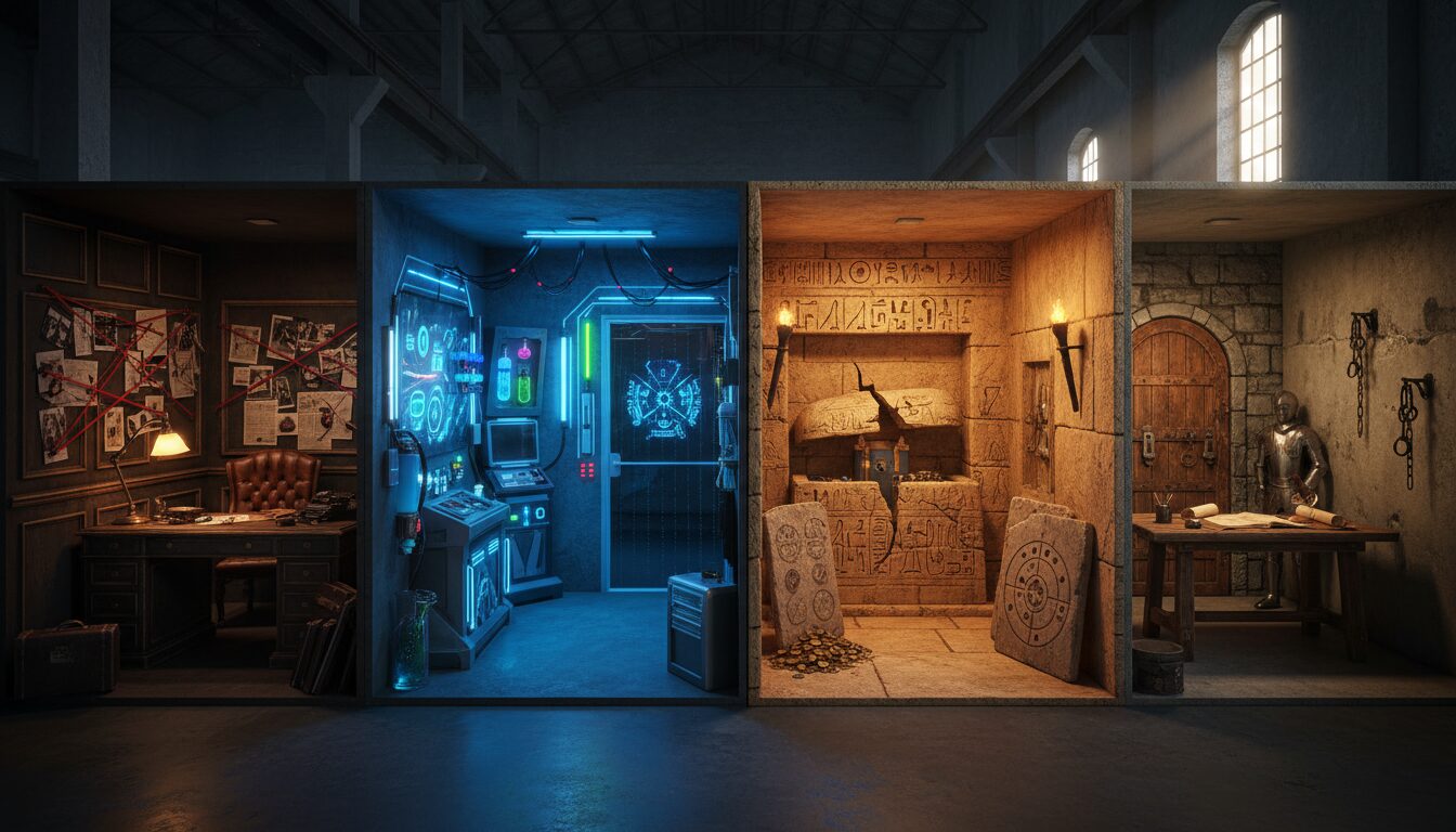 explorez toutes les salles d'escape game à metz et dans ses environs pour vivre des aventures captivantes en équipe. trouvez la salle parfaite pour relever des défis et vous amuser entre amis ou en famille.