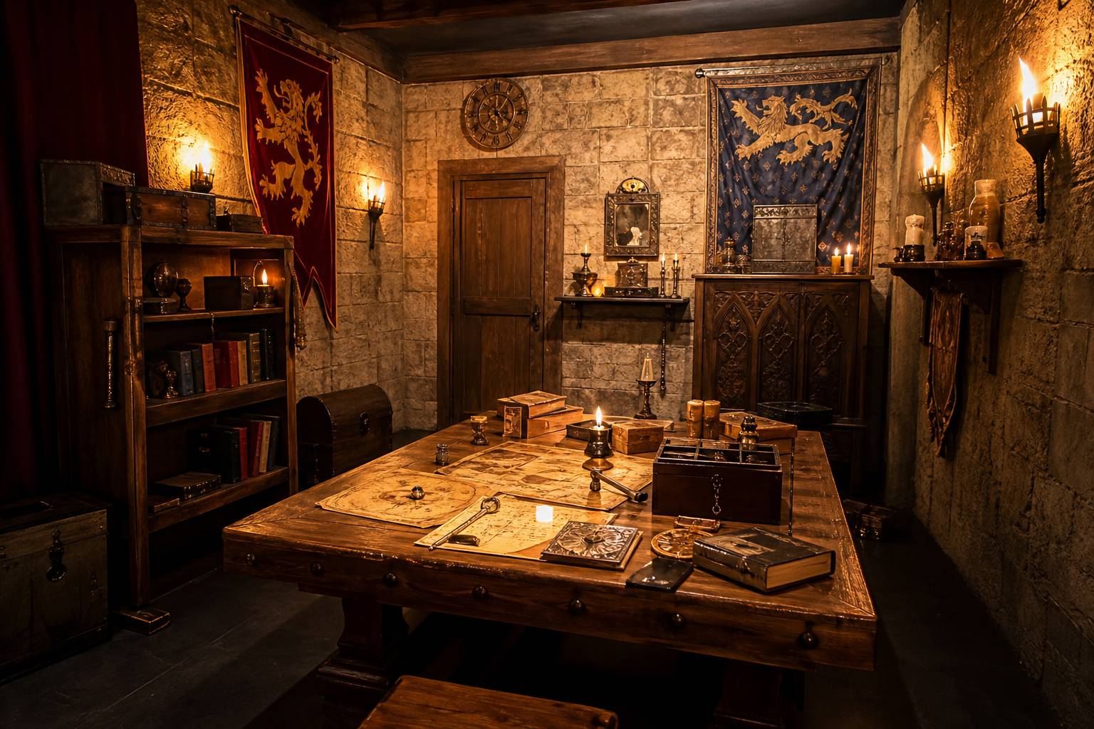 Salle d'escape game médiévale à Lingolsheim avec décors immersifs et énigmes