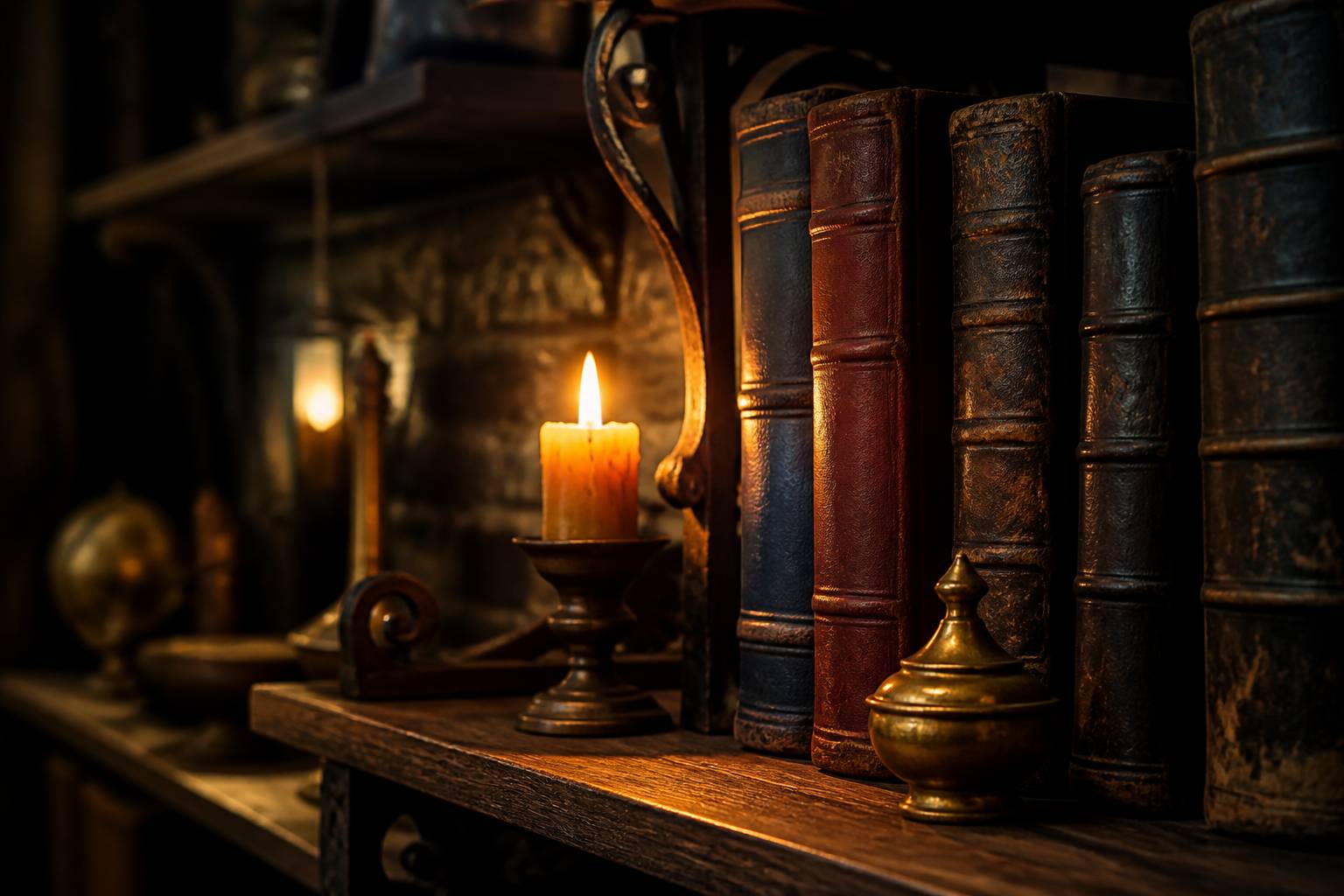 Livres anciens et objets mystérieux d'une énigme d'escape game