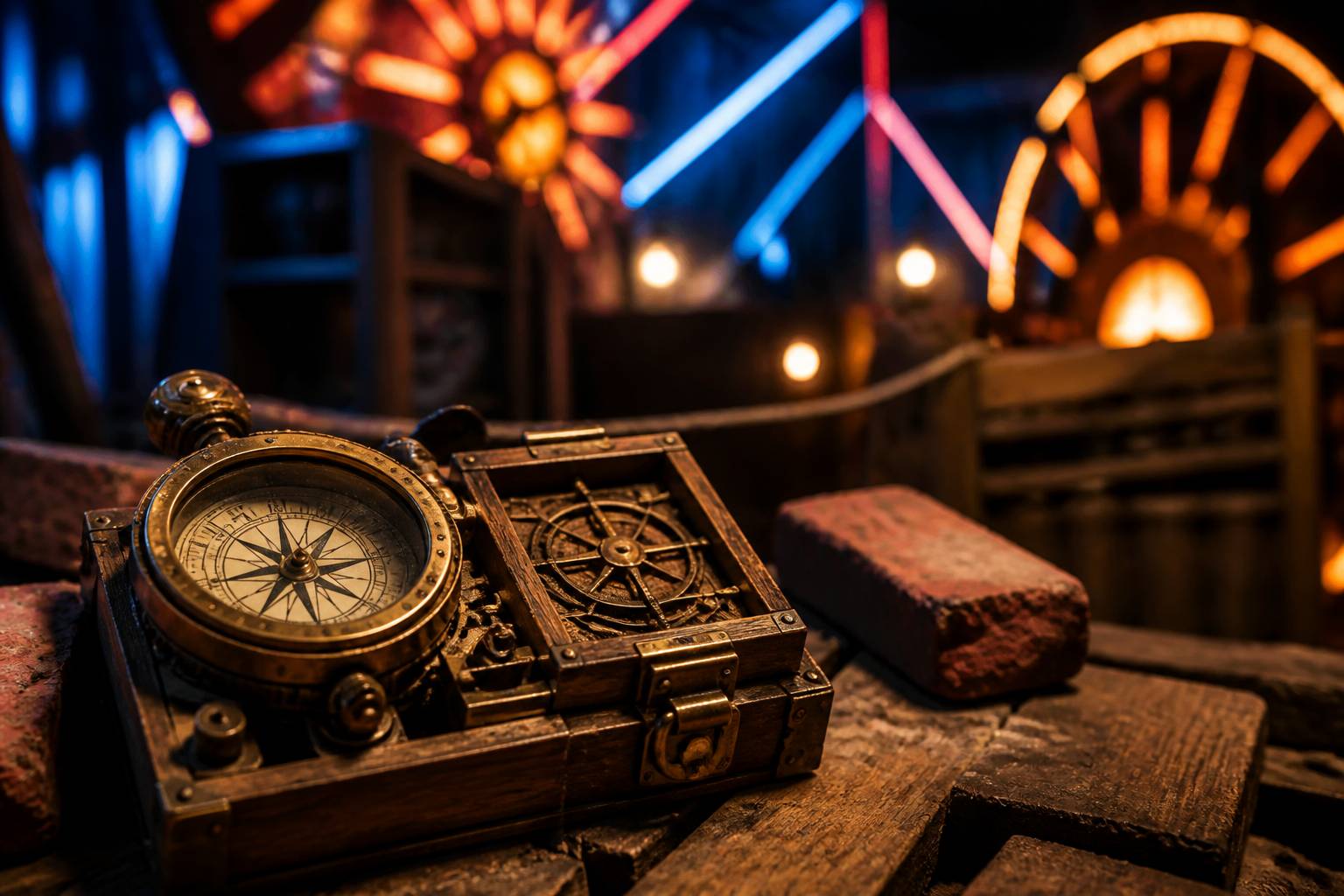 Objet décalé et néon coloré dans un escape game loufoque