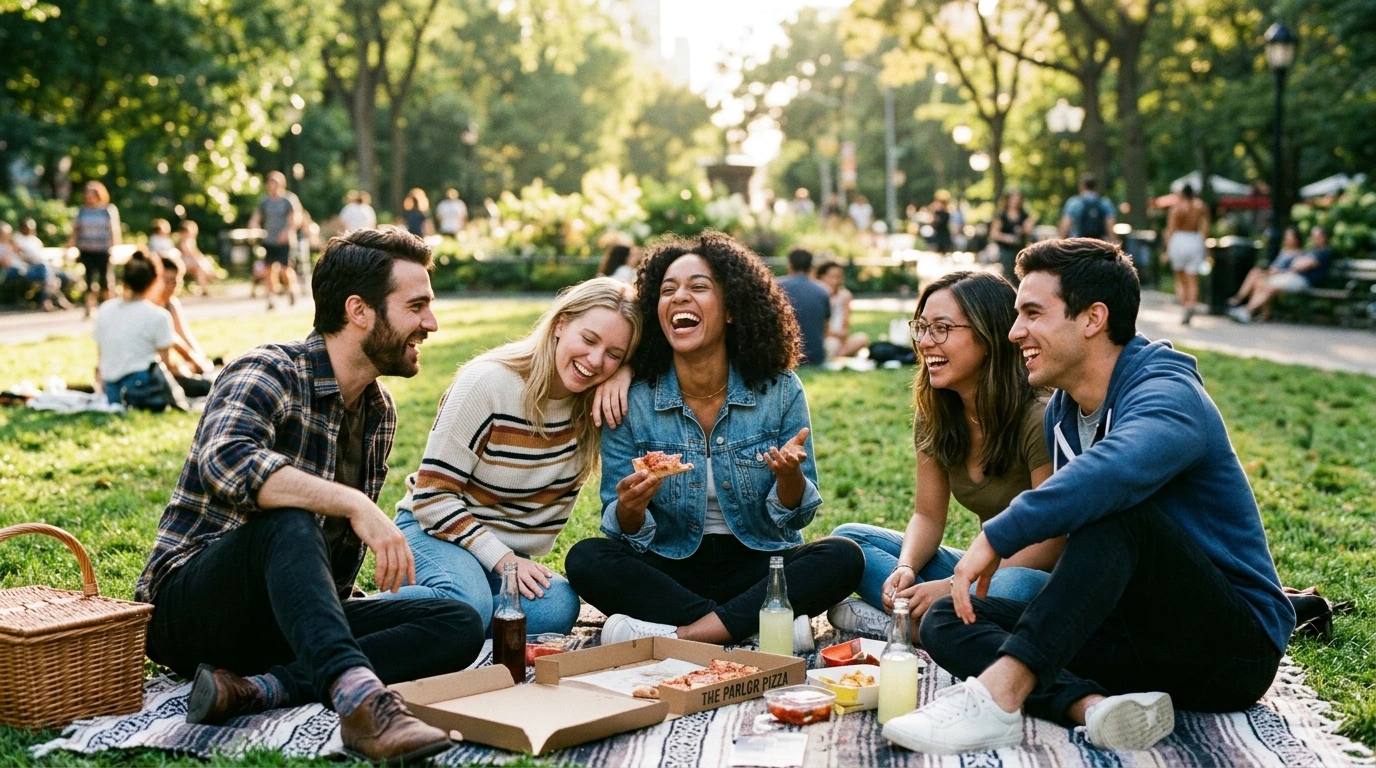 Personnes heureuses partageant un moment